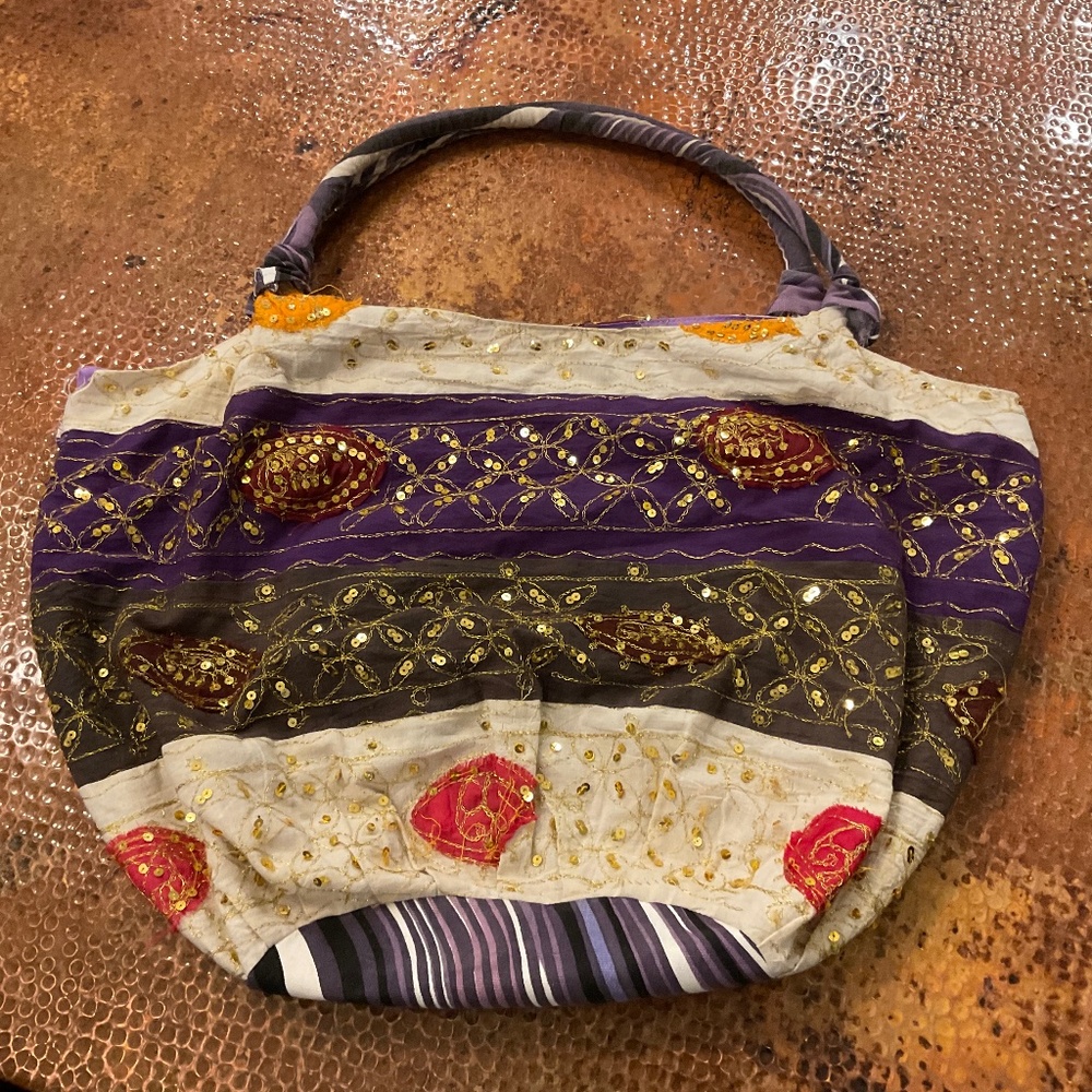 Vintage Indian Sequined Embroidered Boho bag Multi-colored